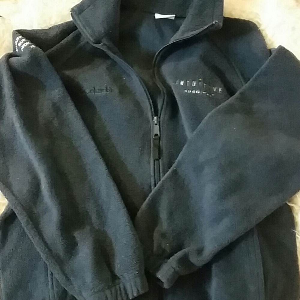 Vintage Columbia Navy Fleece Collared Jacket Coat