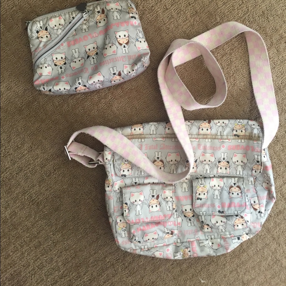 Harajuku Lovers😻Cat Print Purse and Makeup Bag