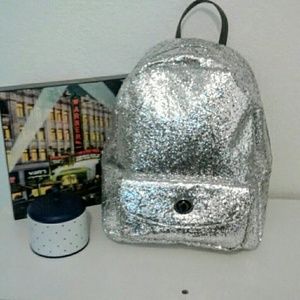 Sale ✨ NWOT Silver Glitter Encrusted Mini Backpack