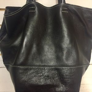 Extra Large Black leather Tote bag