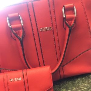 Red guess purse matching wallet