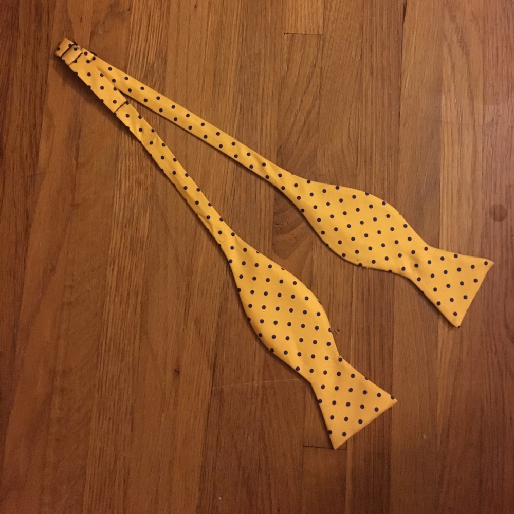 The Bow Tie Club Yellow & Navy Polka Dot Bow Tie