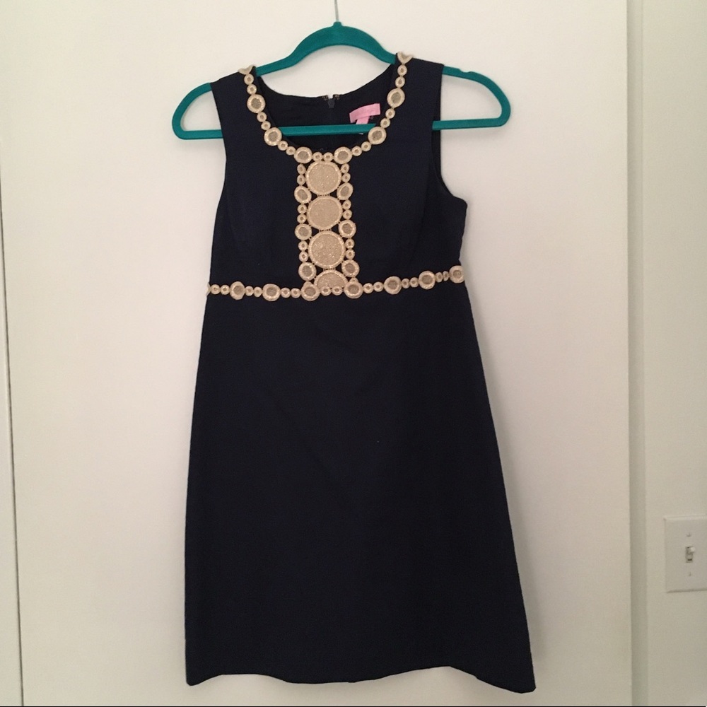 Lilly Pulitzer Rosie Shift Dress with Gold Overlay