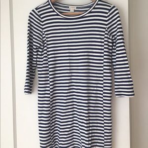 J. Crew Striped Maritime Dress with 3/4 Sleeves