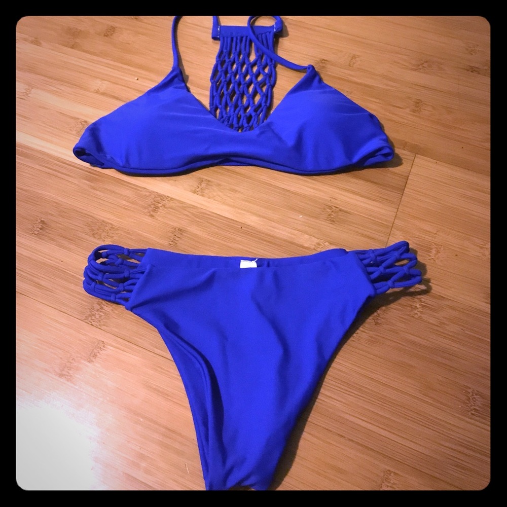 Blue crocheted bikini
