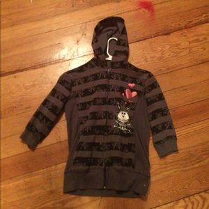 Medium sleeve emo zip up sweatshirt (small) junior