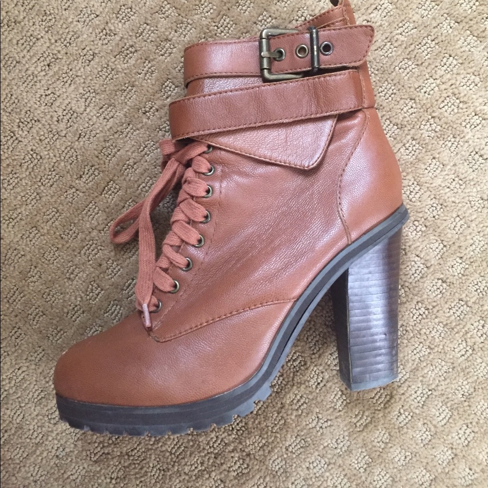 Kelsi Dagger Brown Lace Up Booties