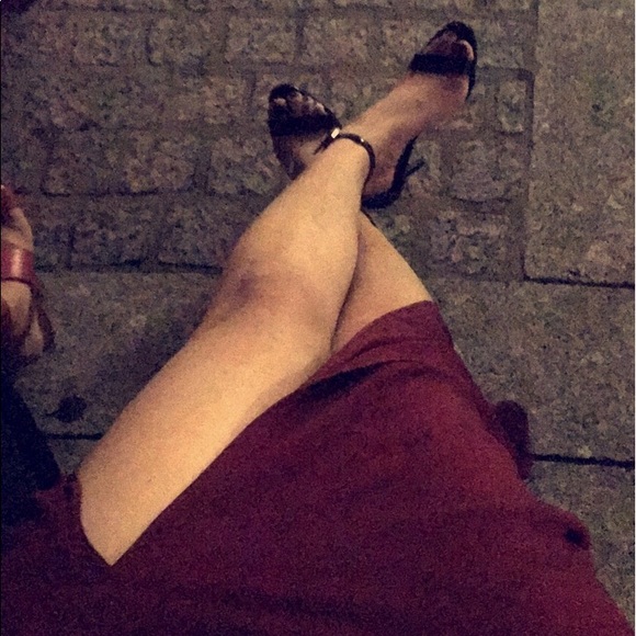 Halston Heritage Crepe Gown with Slit in Dahlia - Picture 2 of 4