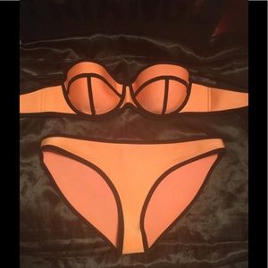 Neon orange gently worn two piece swim suit