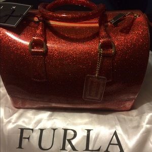 Furla red glitter candy bag satchel Trade❤️❤️