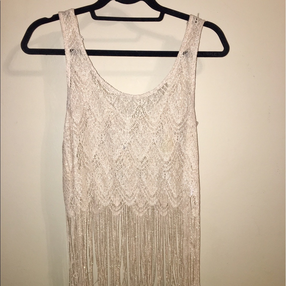 Gold fringe shimmer tank