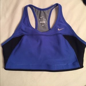 Blue and black Nike sports bra