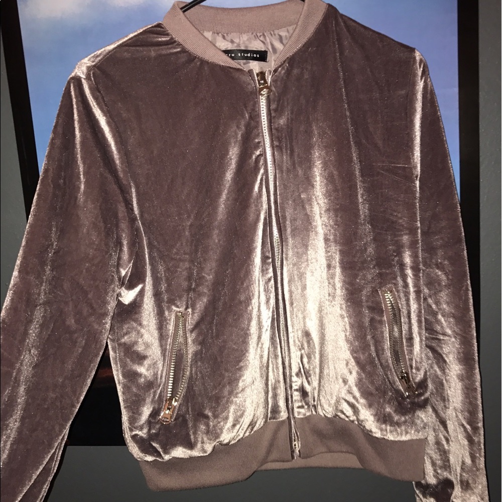 Purple velvet bomber