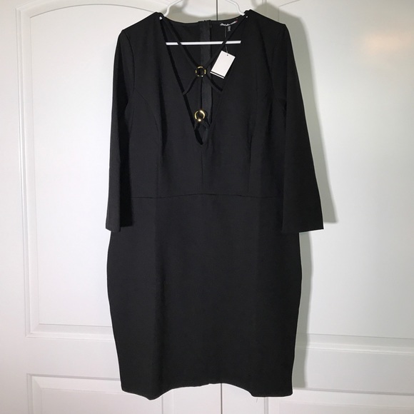 NWT Caged Black Bodycon Dress with Black SZ 2x - Picture 1 of 3