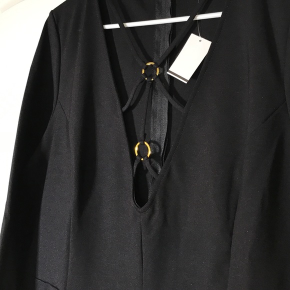 NWT Caged Black Bodycon Dress with Black SZ 2x - Picture 2 of 3