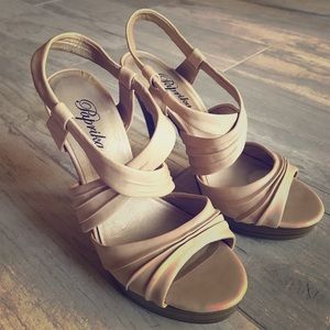 Paprika Beige Wrap Around Heels