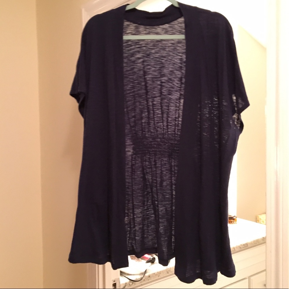 Lane Bryant Navy Open Short Sleeve Sweater