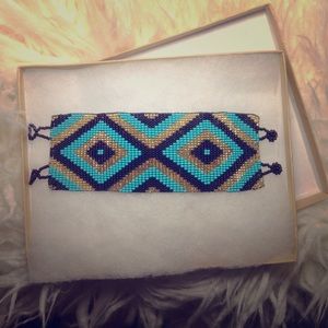 Purple, Gold, & Turquoise Bohemian bracelet.