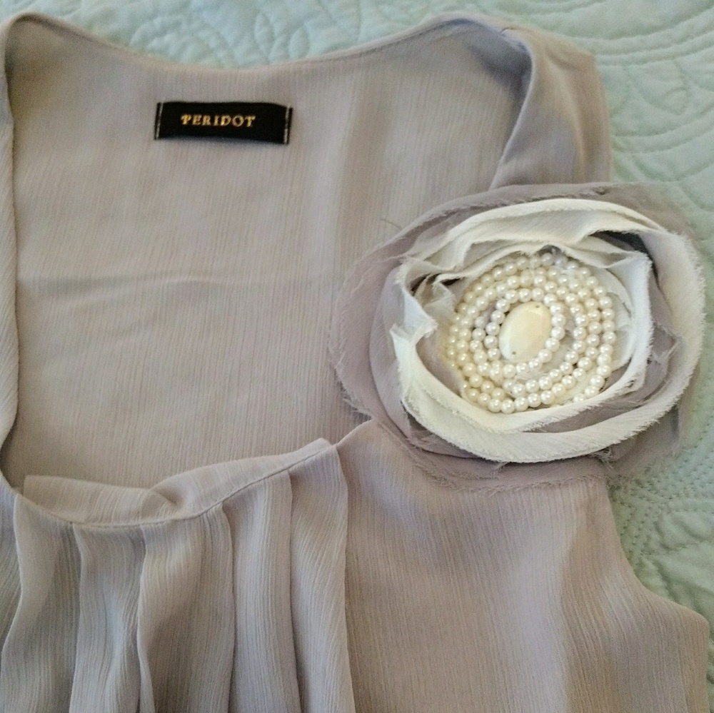 Gray Tank with Pearl Embellishment EUC