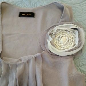 Gray Tank with Pearl Embellishment EUC