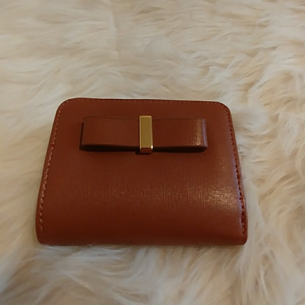 Brown vegan leather purse mini wallet