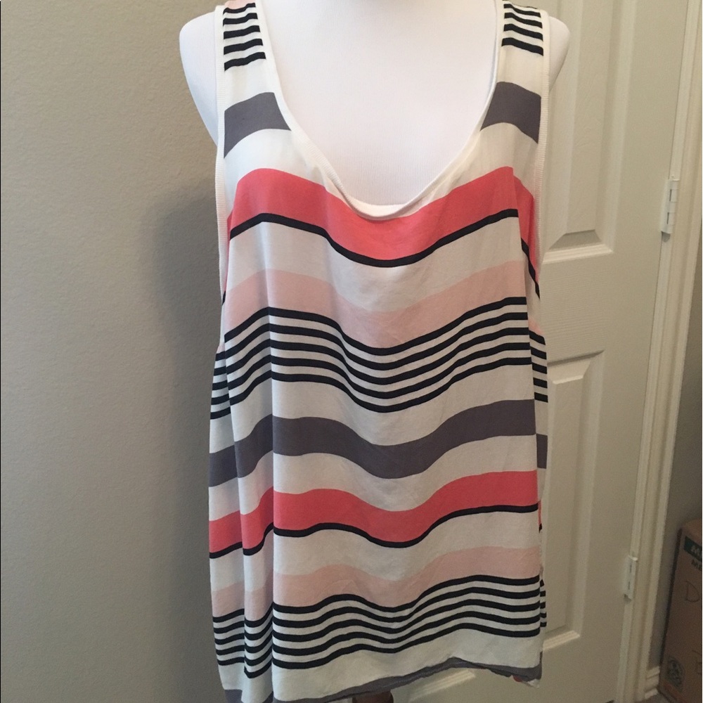 Coral, gray and black tank
