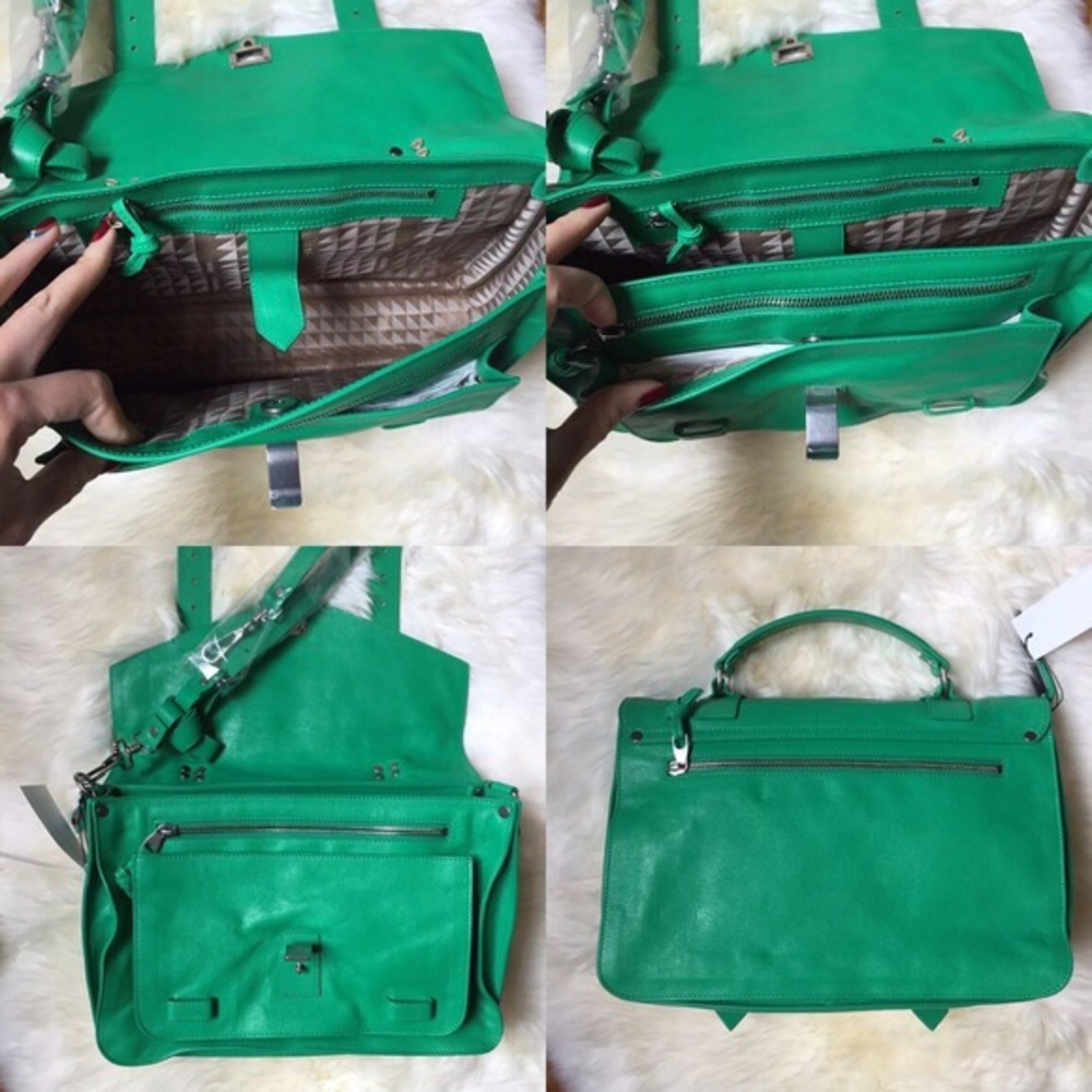 PROENZA SCHOULER PS1 Medium Green Leather Satchel