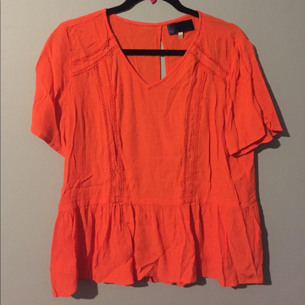Flowy Orange top with open stitching