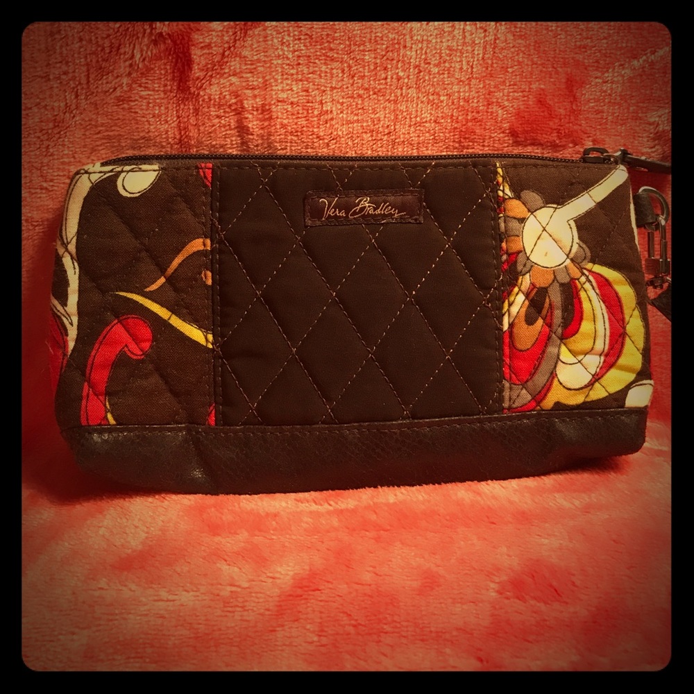 Vera Bradley Brown Floral Wristlet