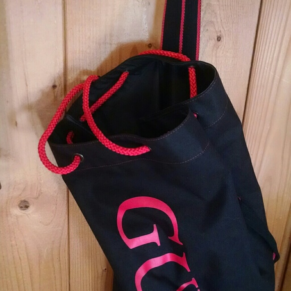 GUESS Black and Red Travel Drawstring Duffel - Picture 2 of 6