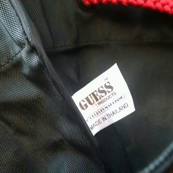 GUESS Black and Red Travel Drawstring Duffel - Picture 3 of 6