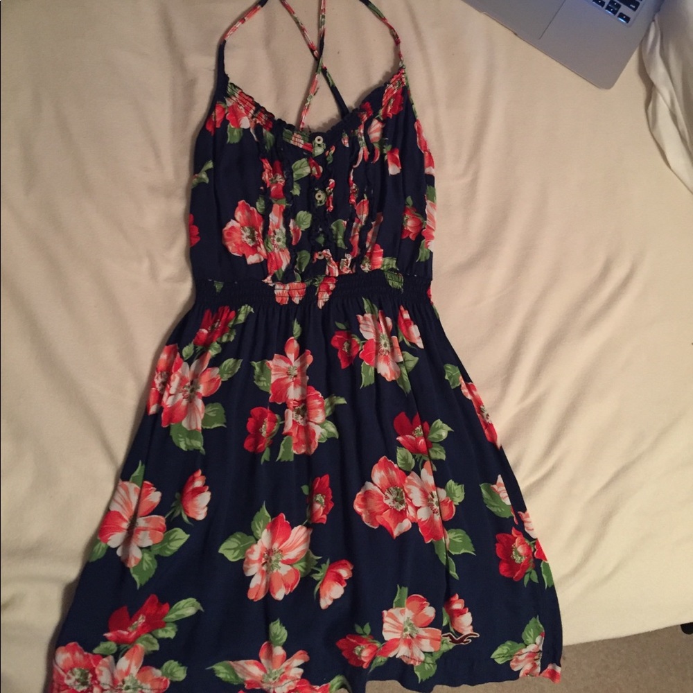 Navy Blue Floral Hollister Summer Dress