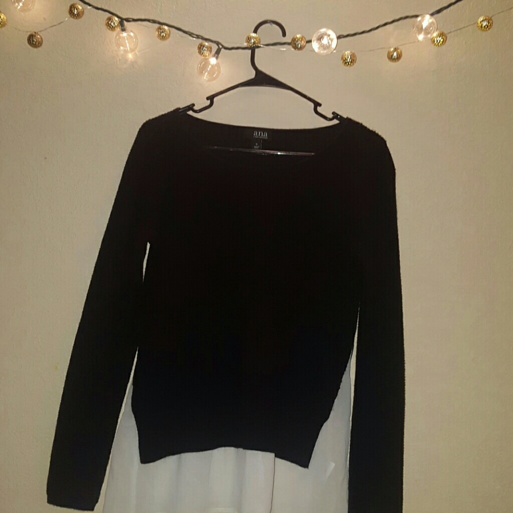 a.n.a: Black sweater with Sheer Detail