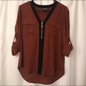 Express popover half zip blouse shirt size small
