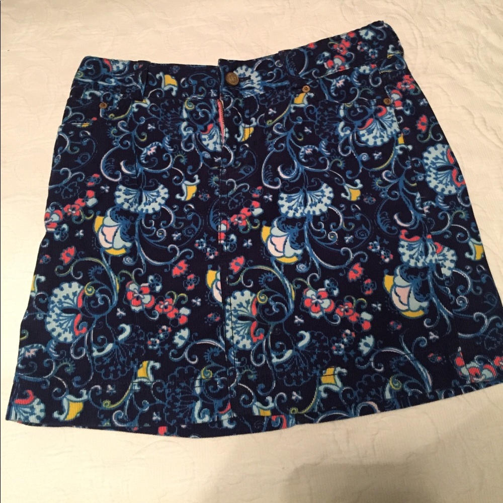 Lilly Pulitzer Corduroy Blue Printed Skirt