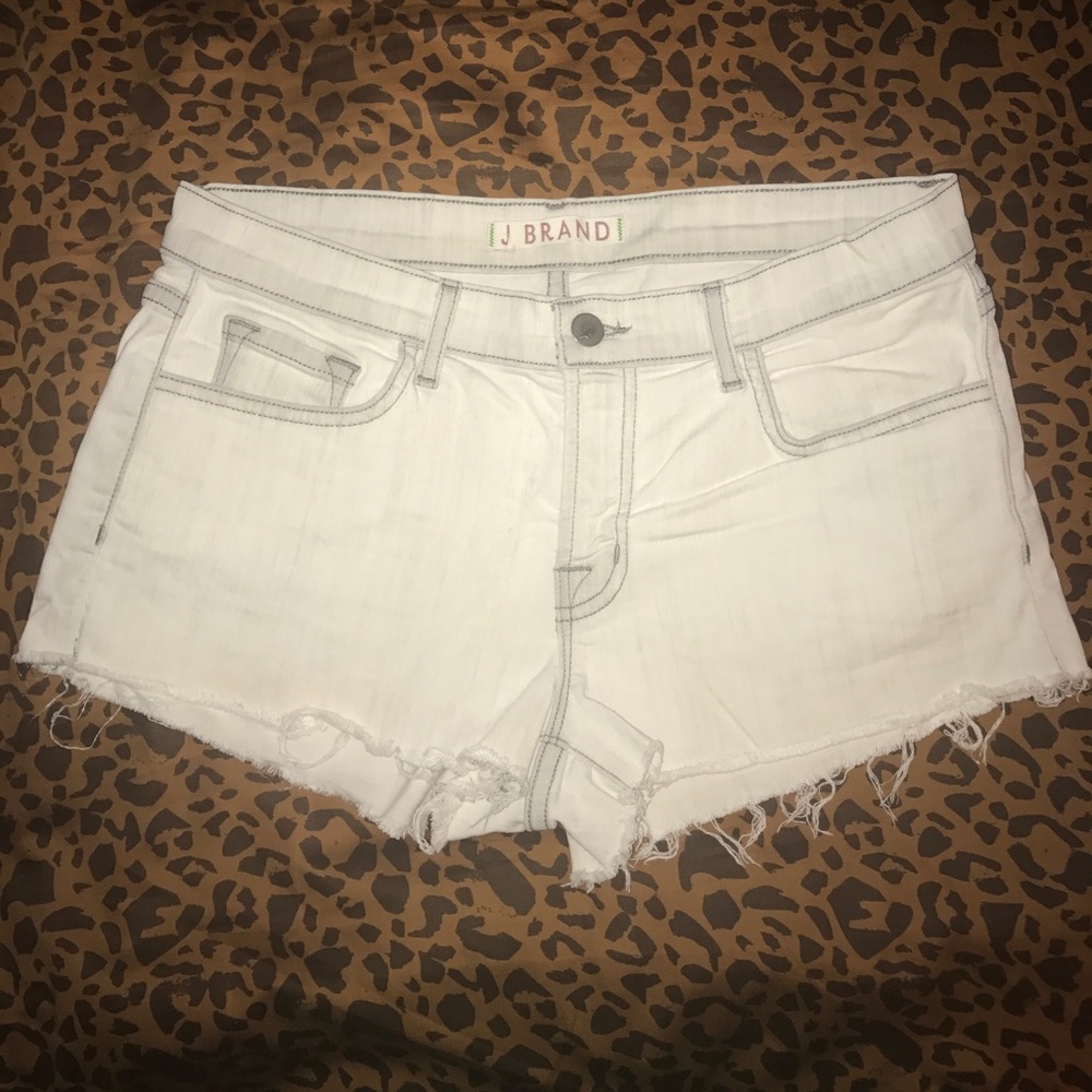 J BRAND white denim shorts
