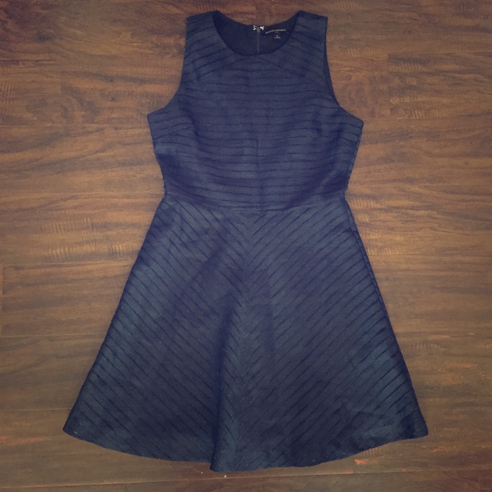 Banana Republic Navy Blue Dress with Sheer Overlay