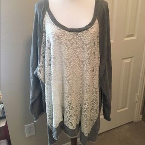 Lace front sweatshirt