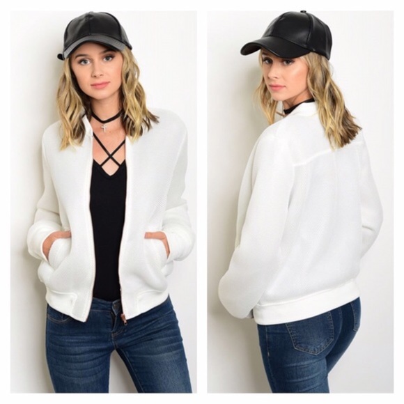 Jackets & Blazers - NIP white mesh bomber jacket Jackets & Blazers - NIP white mesh bomber jacket