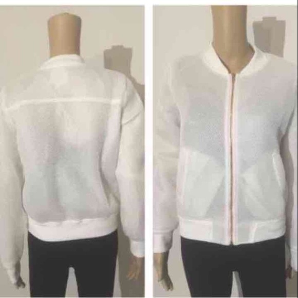 Jackets & Coats - NIP white mesh bomber jacket Jackets & Coats - NIP white mesh bomber jacket