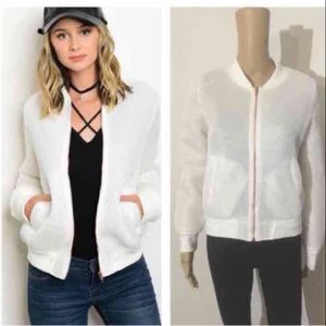 Jackets & Coats - NIP white mesh bomber jacket Jackets & Coats - NIP white mesh bomber jacket