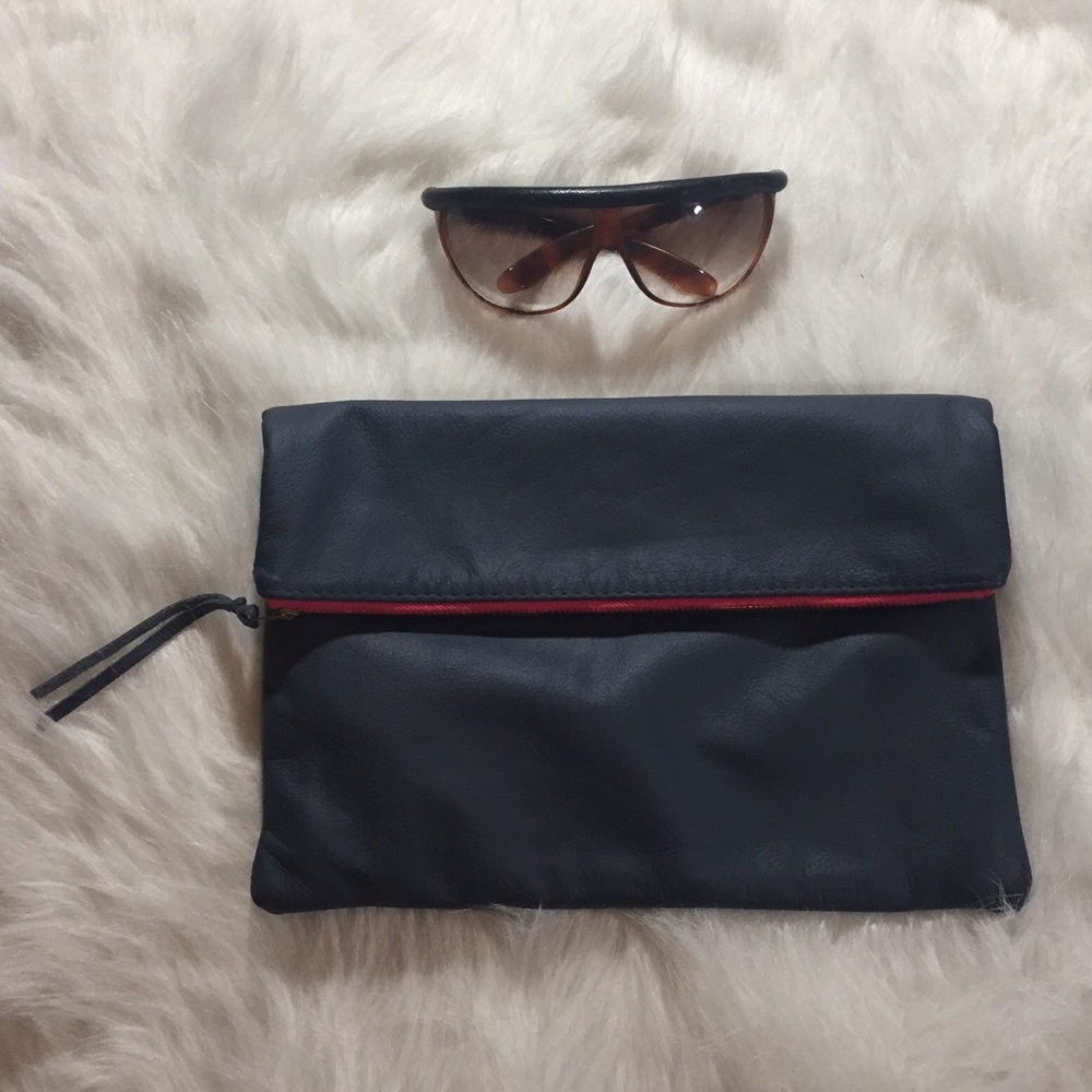 K. Slademade Leather fold Clutch gray and pink