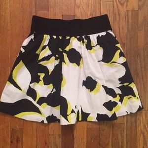Express yellow and black skater skirt