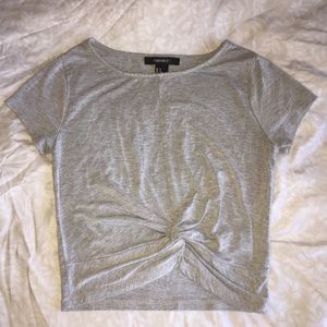 grey knotted crop top