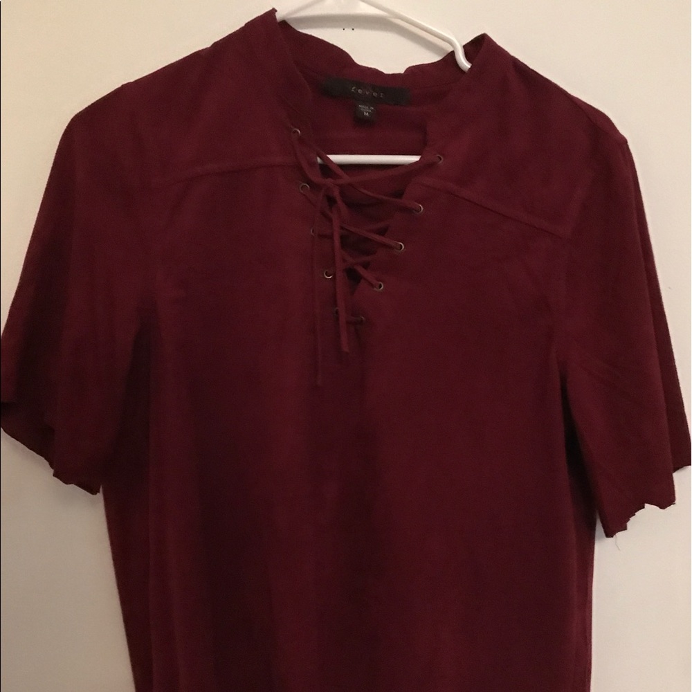 DIY dress into a shirt. Suede material