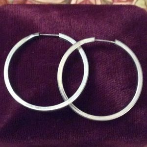 Sterling Silver 1-1/8th" Square Edge Hoops
