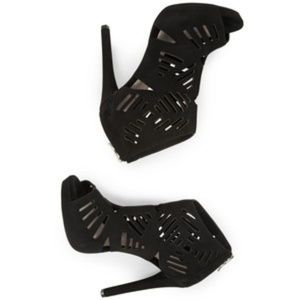 BCBGeneration Morocco Open Toe Cut Out Suede Heels
