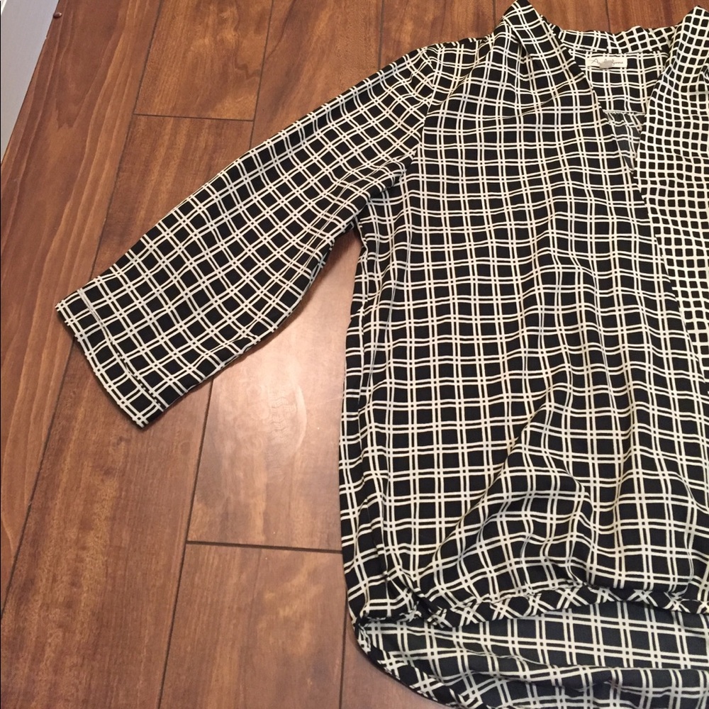 Mixed Pattern Wrap Front Blouse - L - image 4