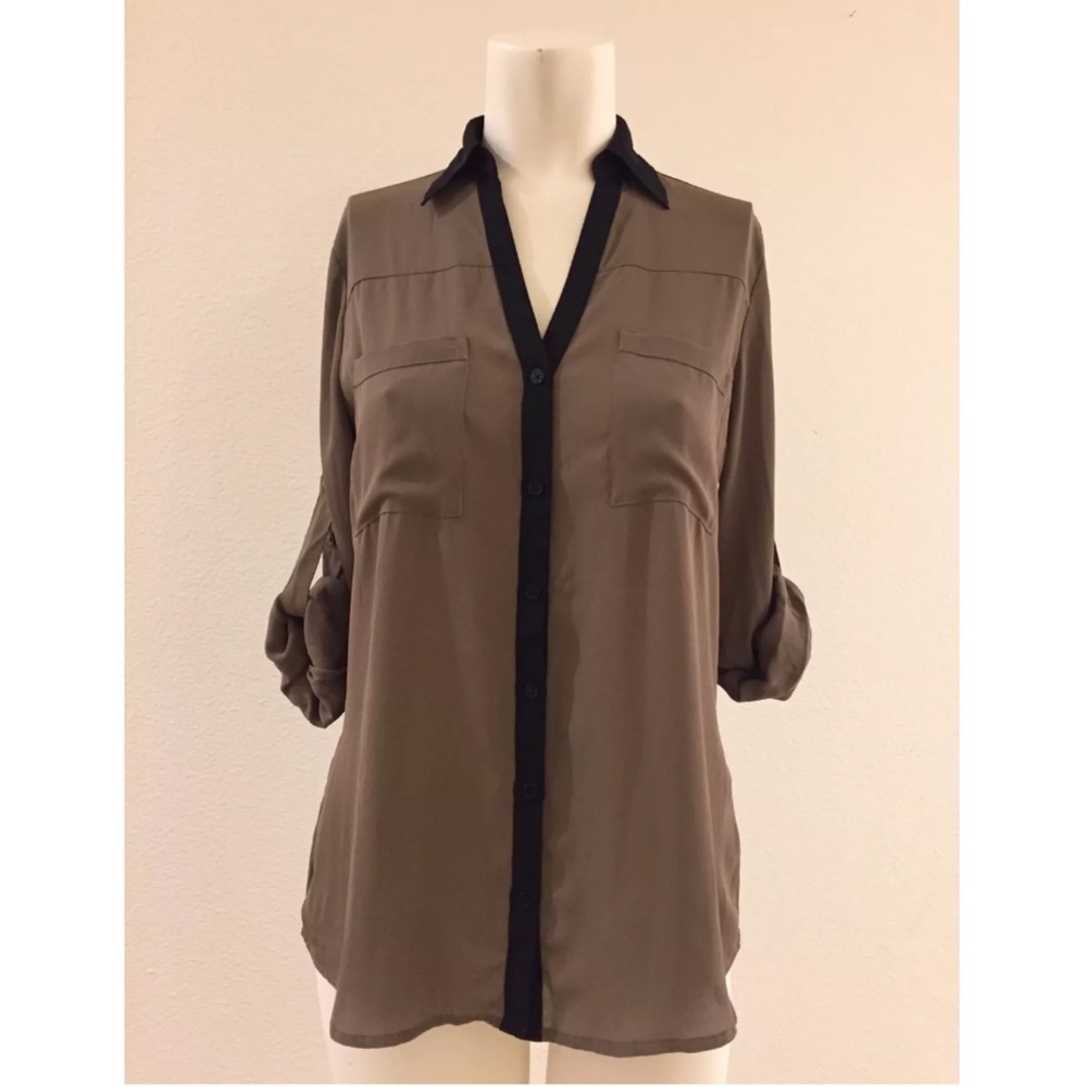 Express Brown Black Portofino Shirt