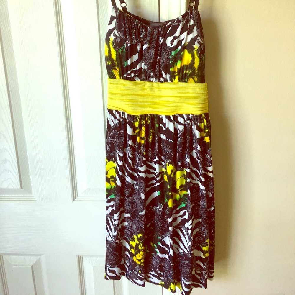 Black, white, yellow dress